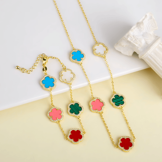 Eirin Apparel Clover Charm Bracelet Bracelet & Necklace Set - Save 20% Lúireach Clover Charm Set – Bracelet & Necklace