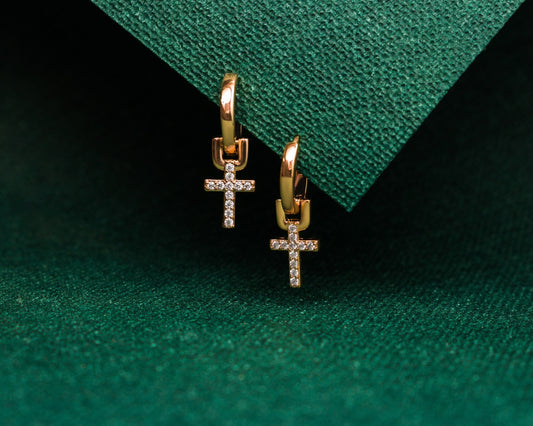 Eirin Apparel Dainty Celtic Cross Earrings Dainty Celtic Cross Gold Dangle Earrings