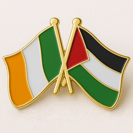 Eirin Apparel Double Flag Lapel Pin Brooch Ireland – Palestine Flag Lapel Pin Brooch Badge - Collector’s Edition