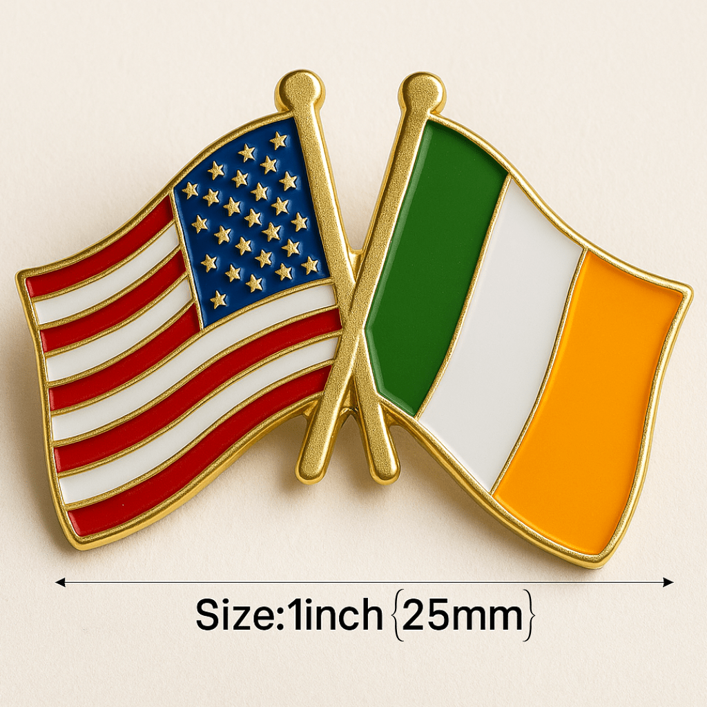 Eirin Apparel Double Flag Lapel Pin Brooch Ireland â USA Flag Lapel Pin Brooch Badge - Collectorâs Edition