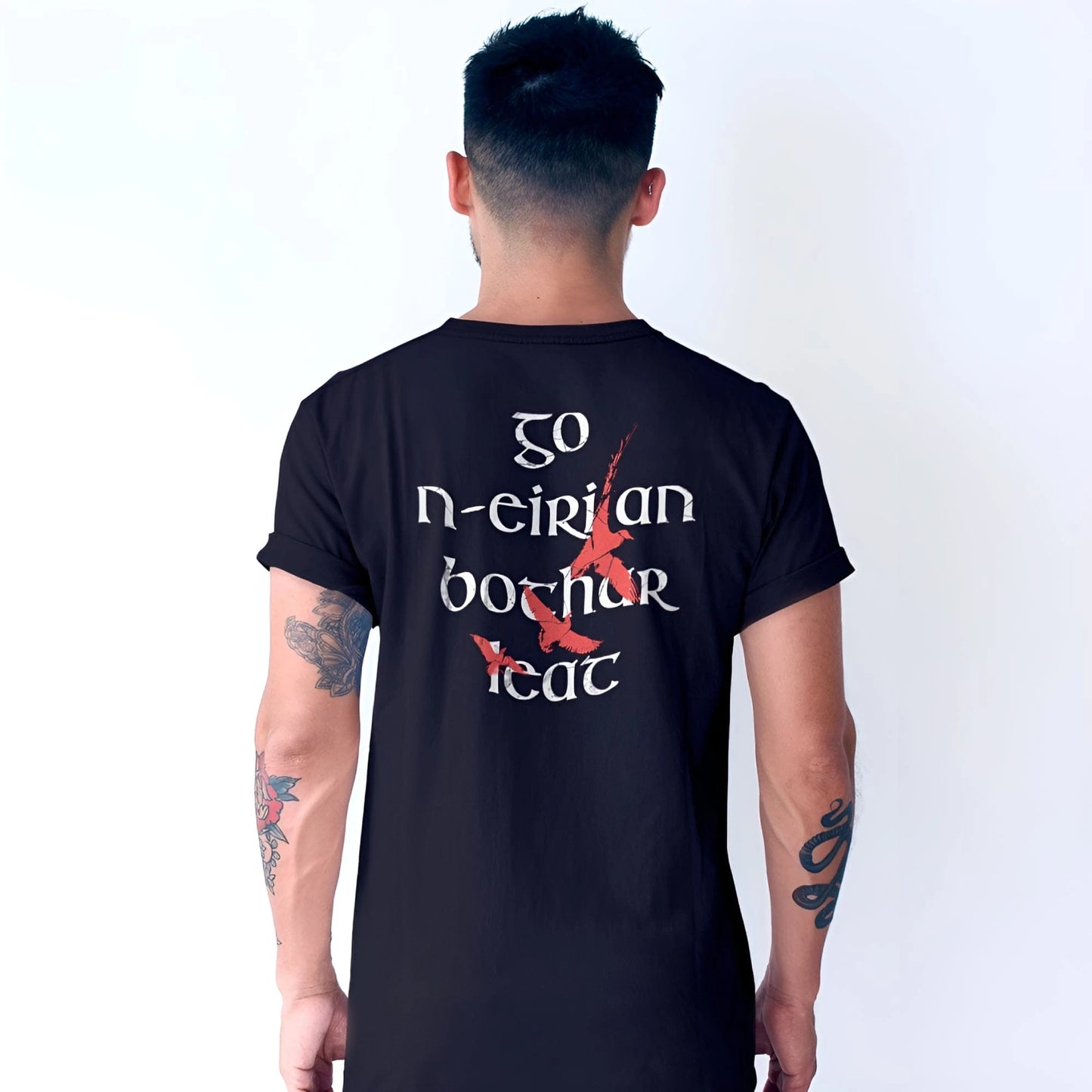 Eirin Apparel irish-streetwear Men's 'May The Road Rise To Meet You' Gaeilge Print Black T-Shirt