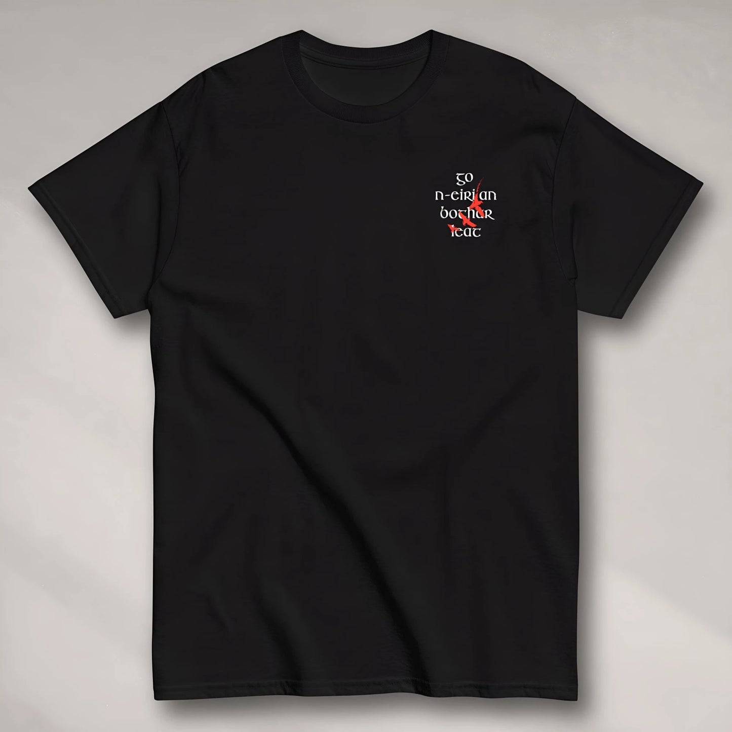 Eirin Apparel irish-streetwear Men's 'May The Road Rise To Meet You' Gaeilge Print Black T-Shirt