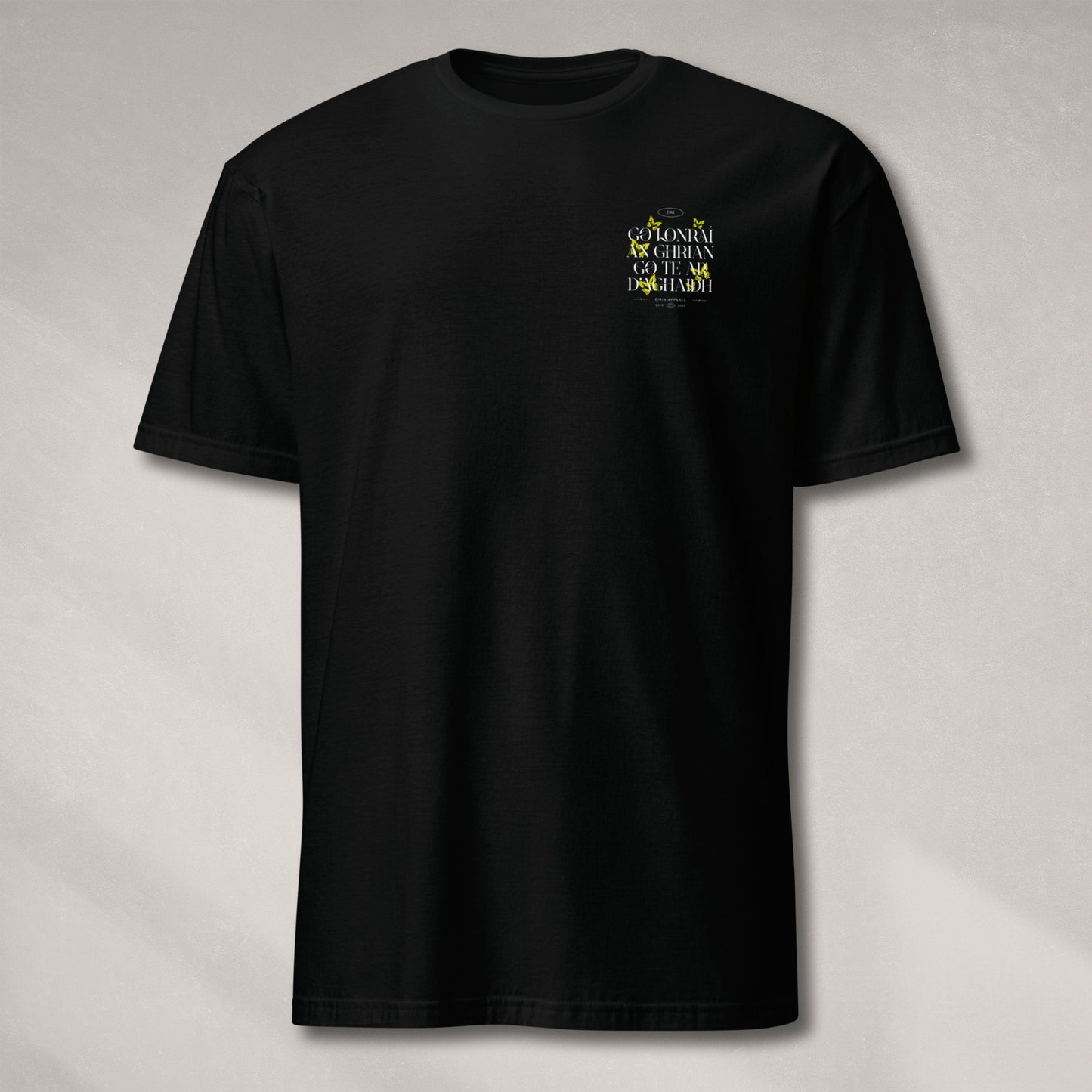 Eirin Apparel irish-streetwear Women's 'May The Sun Shine Warm Upon Your Face' Gaeilge SoftStyle Black T-Shirt
