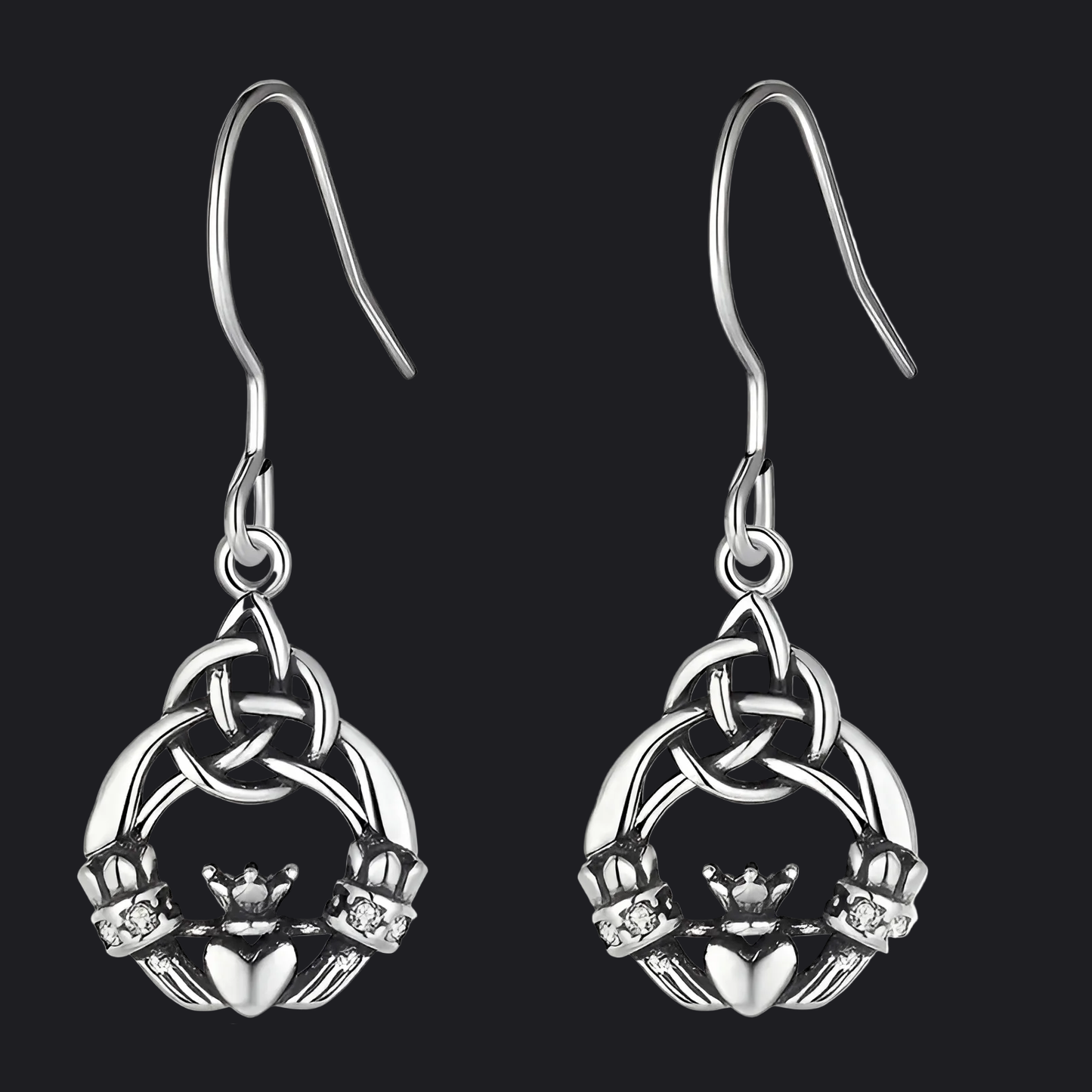 Eirin Apparel Keffiyeh Dainty Sterling Silver Claddagh Earrings Irish Jewellery Bundle – Signature Pieces Set