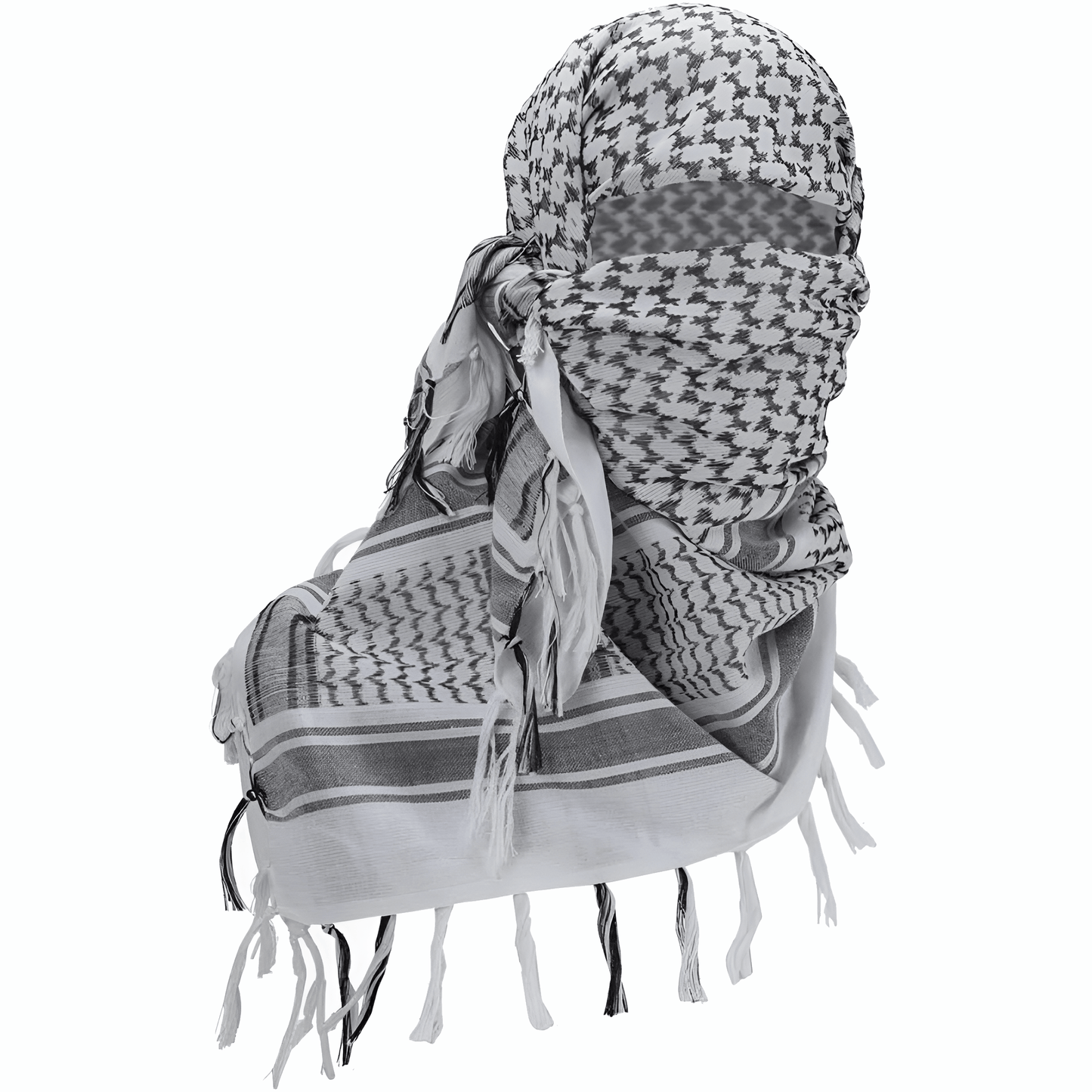 Eirin Apparel Keffiyeh Grey & White Cotton Keffiyeh Head Wrap Shemagh