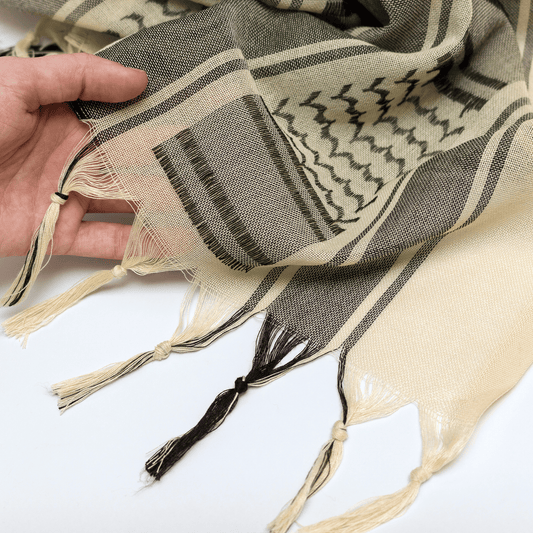 Eirin Apparel Keffiyeh 'Ivory Sands – Threads of Peace' Palestinian Keffiyeh (Collector’s Edition)
