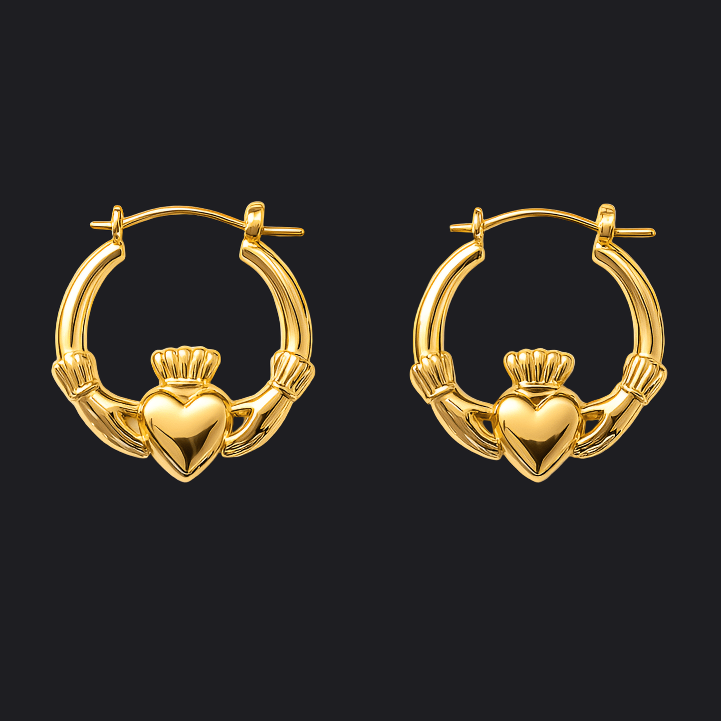 Eirin Apparel Keffiyeh Mini Gold Claddagh Hoops Irish Jewellery Bundle – Signature Pieces Set