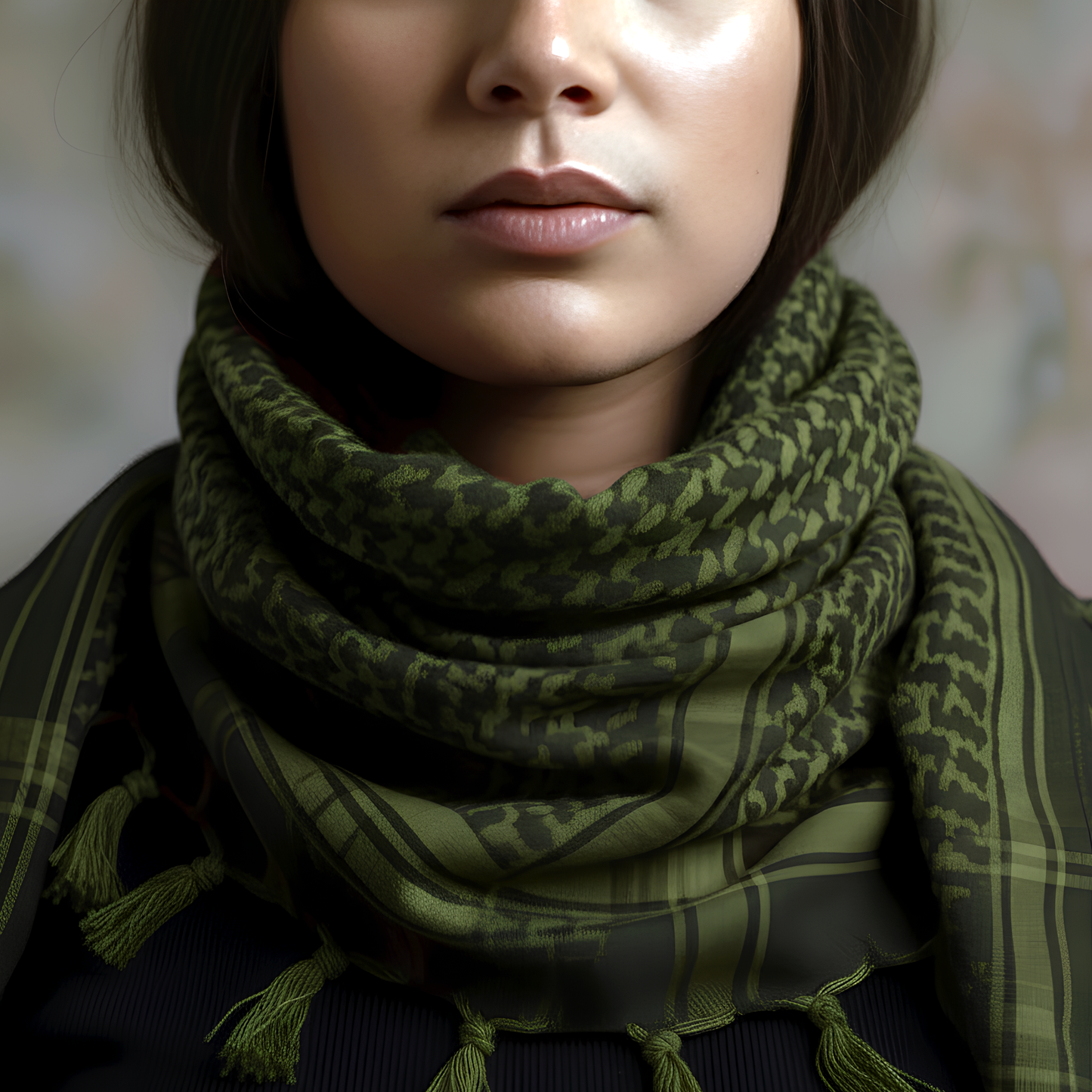 Eirin Apparel Keffiyeh Olive Green Cotton Keffiyeh Palestinian Scarf