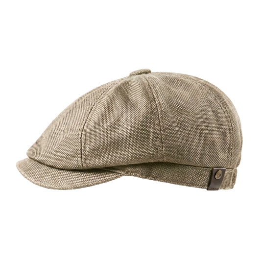 Eirin Apparel Men's Flat Cap ‘Belfast Crown’ Newsboy Flat Cap – Cream Linen