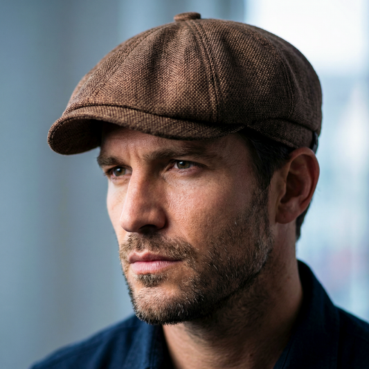 Eirin Apparel Men's Flat Cap ‘Belfast Crown’ Newsboy Flat Cap – Forge Brown