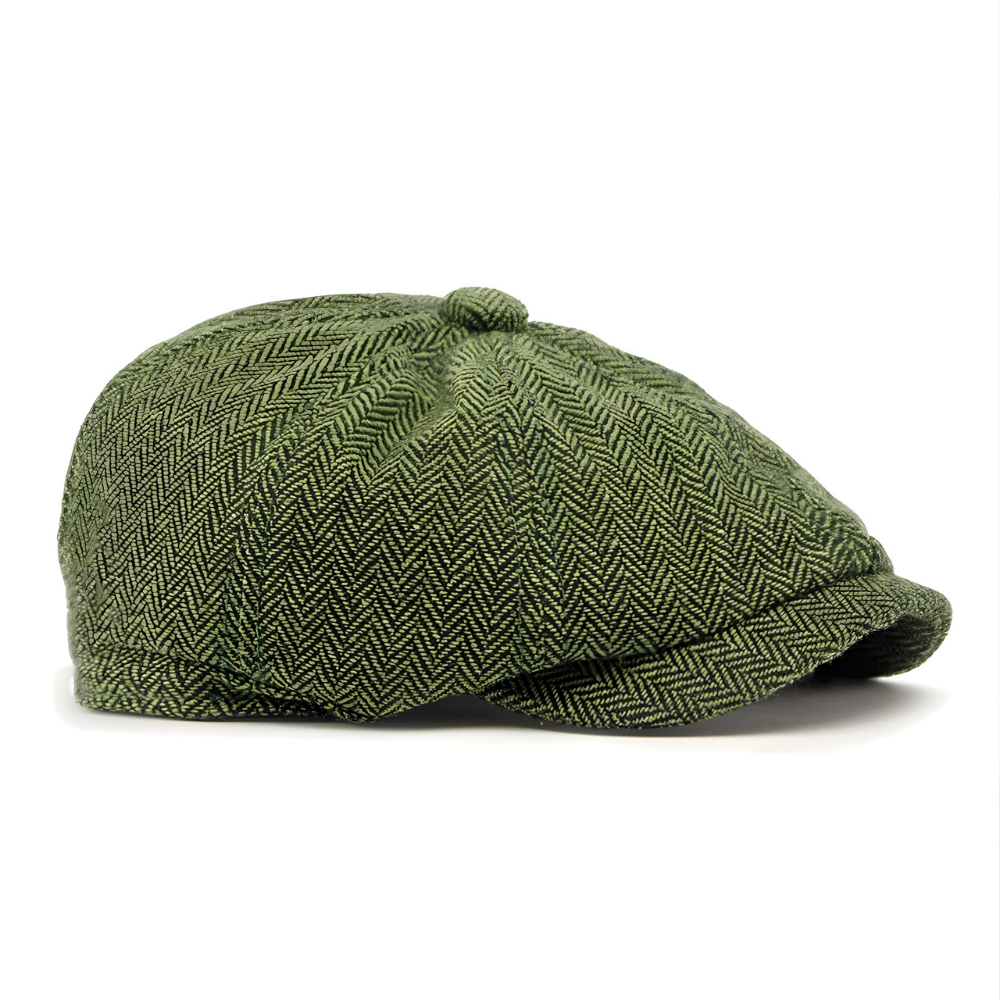 Eirin Apparel Men's Flat Cap Dockside Newsboy Twill Cap ā Moss Herringbone