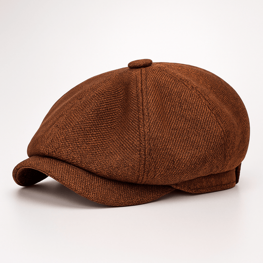 Eirin Apparel Men's Flat Cap Men’s ‘Belfast Crown’ Irish Flat Cap – Coffee Linen