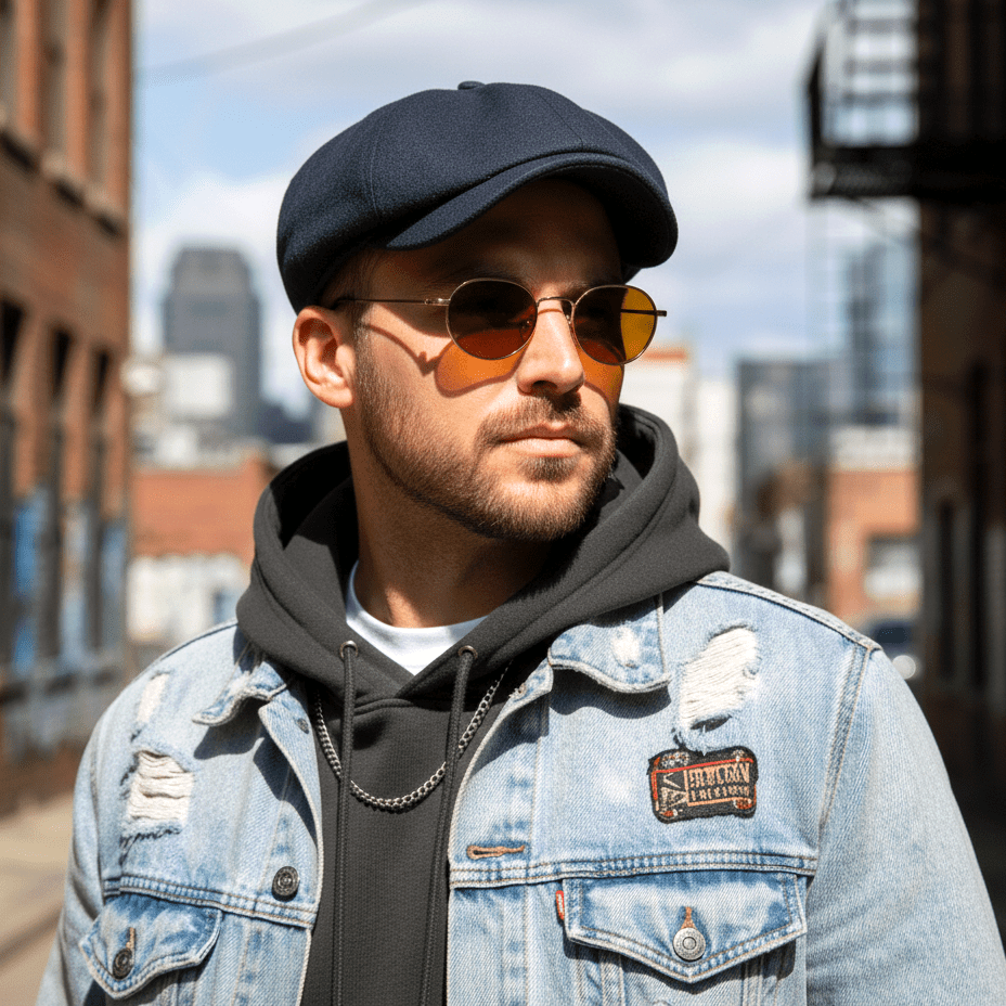 Eirin Apparel Men's Flat Cap Men’s ‘Belfast Crown’ Irish Flat Cap – Harbour Navy