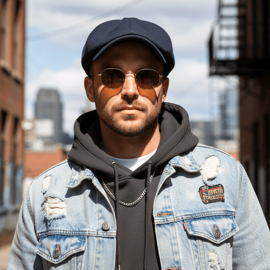 Eirin Apparel Men's Flat Cap Men’s ‘Belfast Crown’ Irish Flat Cap – Harbour Navy