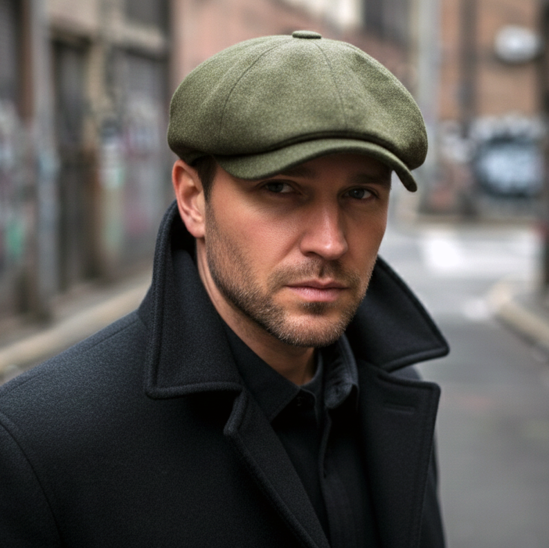 Eirin Apparel Men's Flat Cap Men’s ‘Belfast Crown’ Irish Flat Cap – Shipyard Green