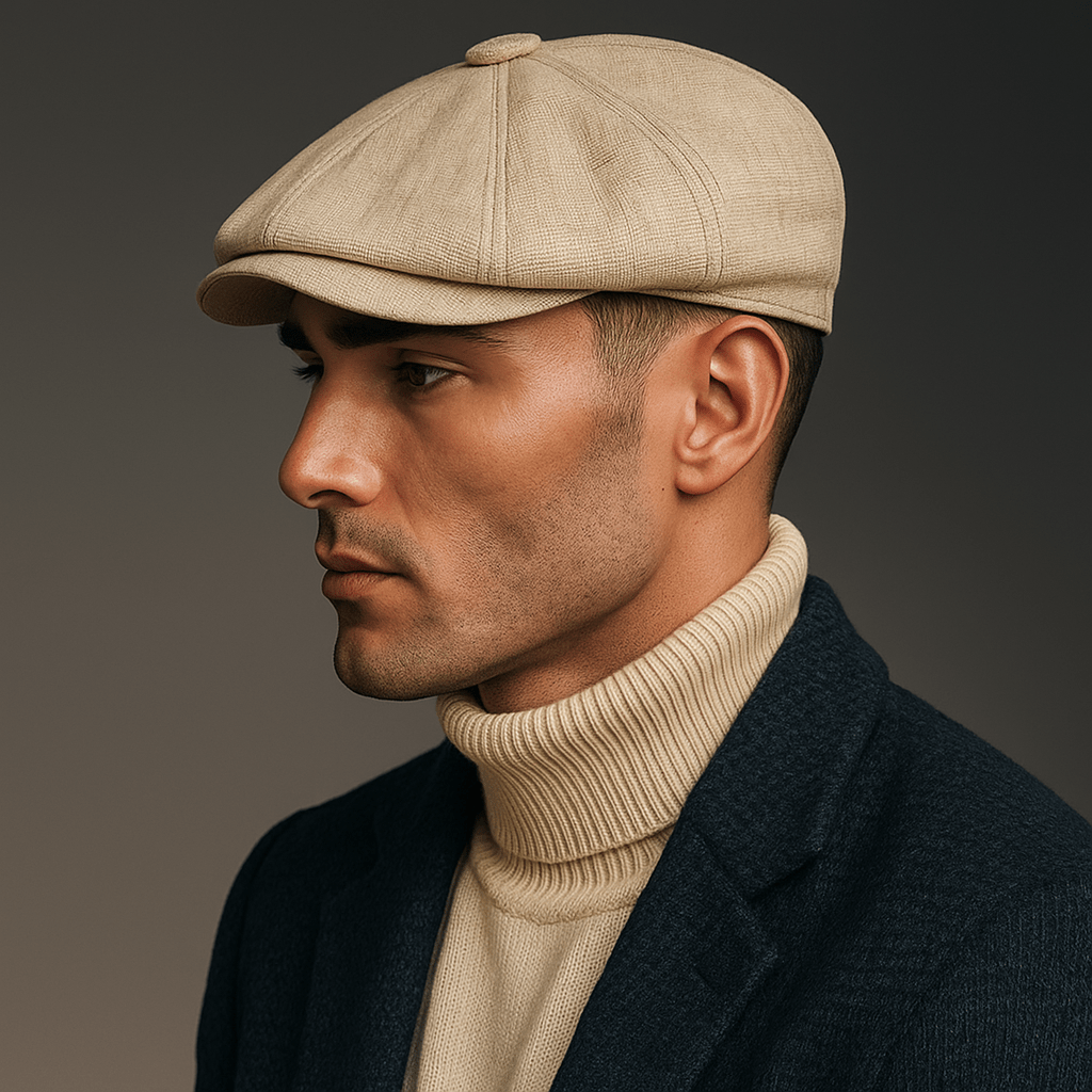 Eirin Apparel Men's Flat Cap Men’s Irish Flat Cap – Cream Linen