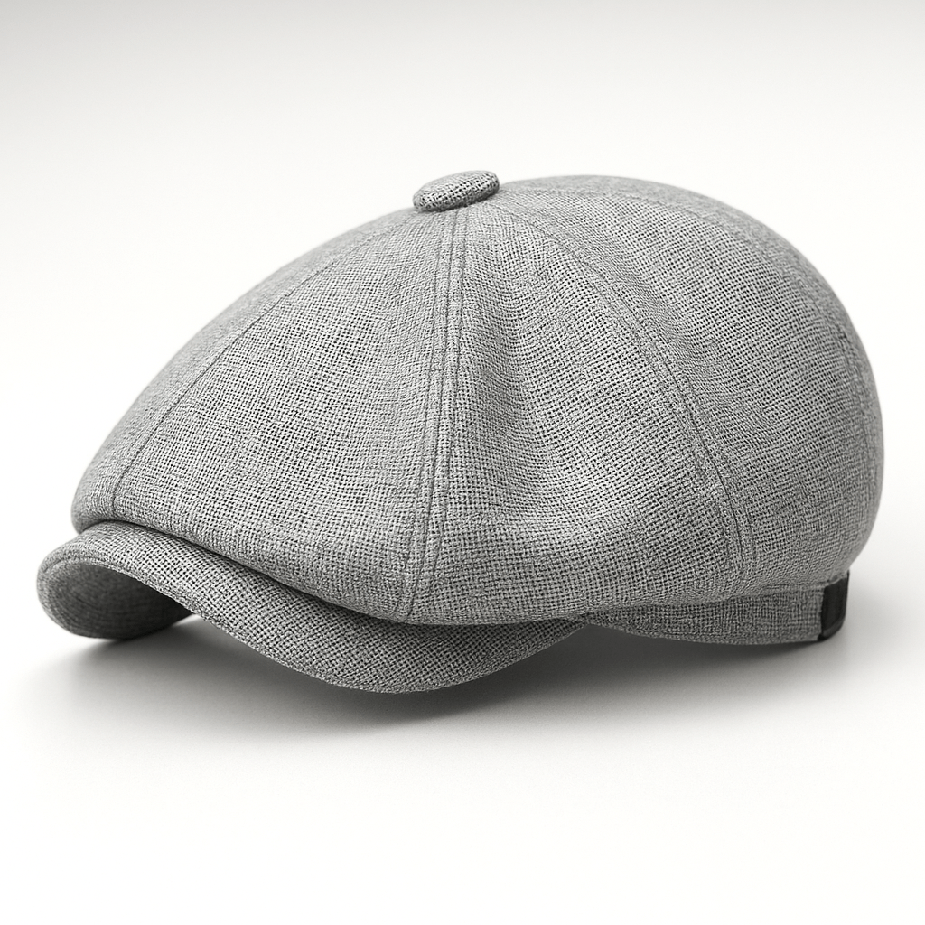 Men's Grey Irish Flat Cap Classic Celtic Linen Caps Gift for
