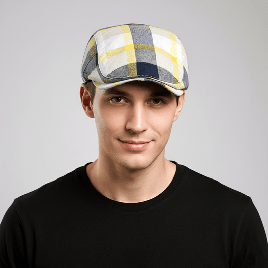 Eirin Apparel Men's Flat Cap Men’s ‘Modern Celt’ Flat Cap – Eírne Gold Plaid Weave