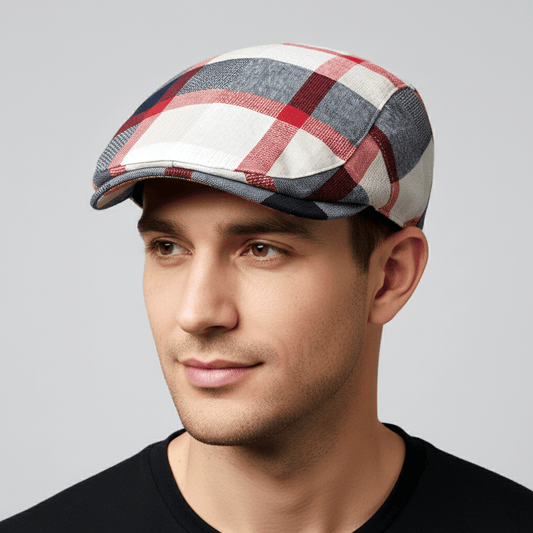 Eirin Apparel Men's Flat Cap Men’s ‘Modern Celt’ Flat Cap – Rebel Red Plaid Weave