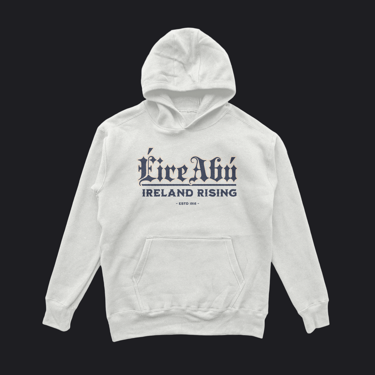 Eirin Apparel Men's Hoodie Men's 'Éire Abú' Gaelic Hoodie – White Edition