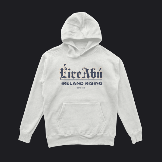 Eirin Apparel Men's Hoodie Men's 'Éire Abú' Gaelic Hoodie – White Edition