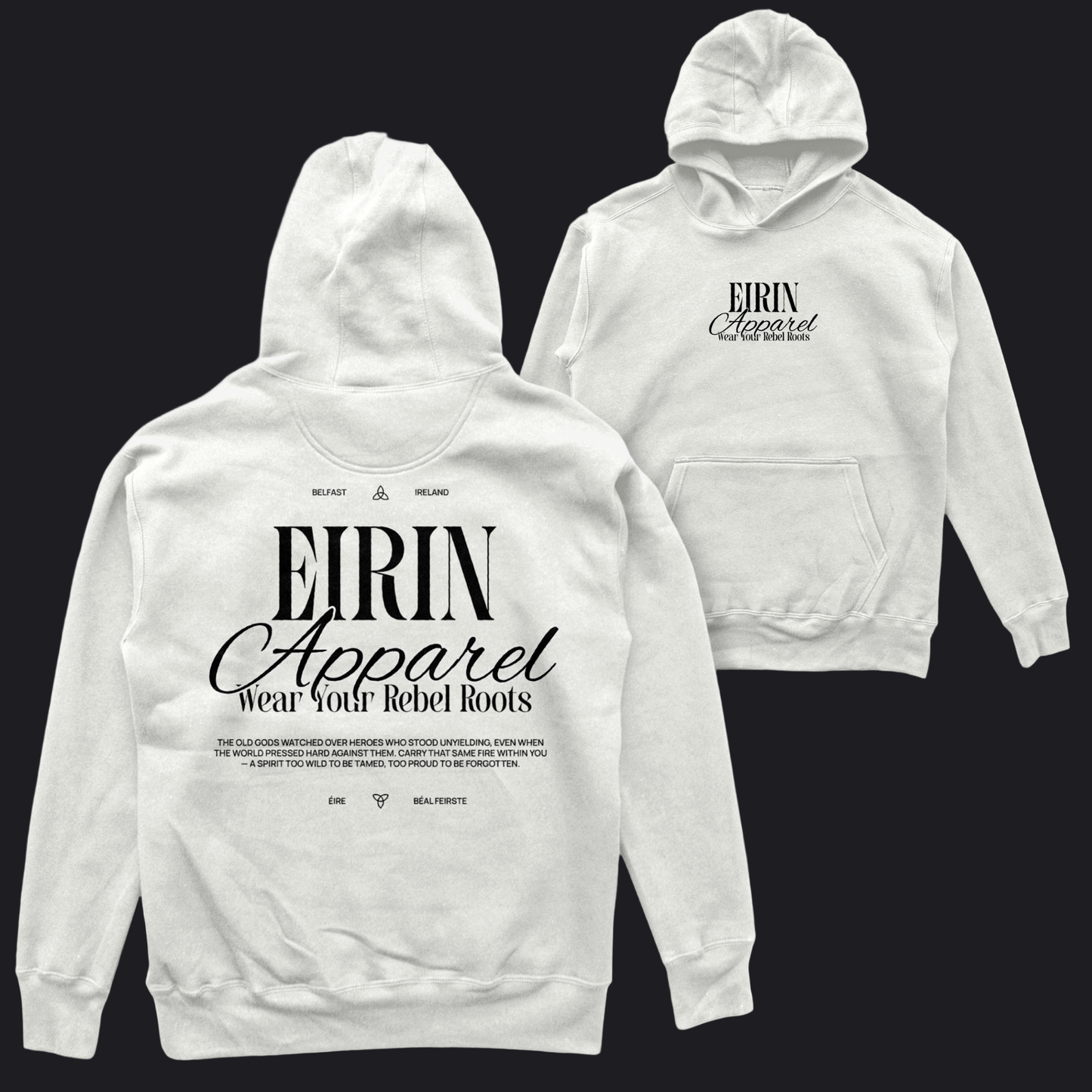 Eirin Apparel Men's Hoodie Men's Rebel Roots Supersoft Hoodie - Black on White