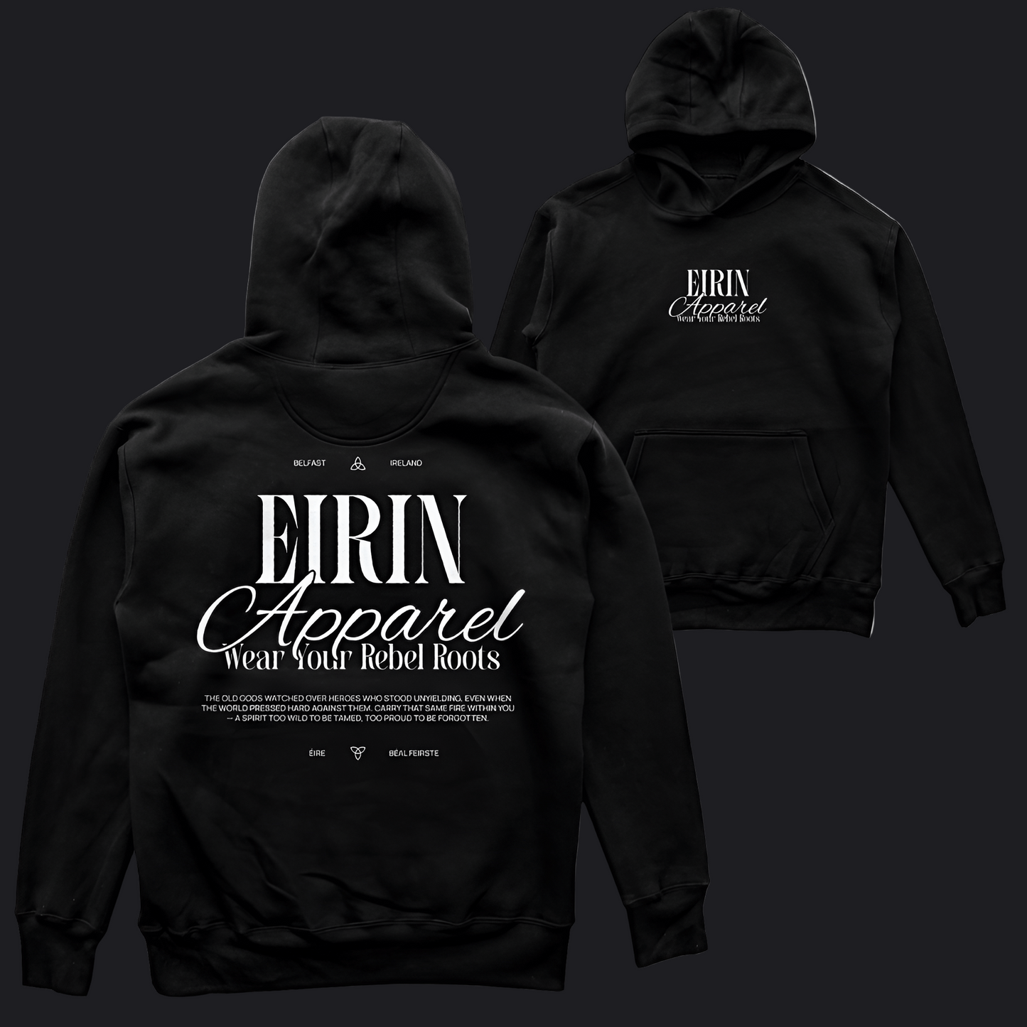 Eirin Apparel Men's Hoodie Men's Rebel Roots Supersoft Hoodie - White on Black