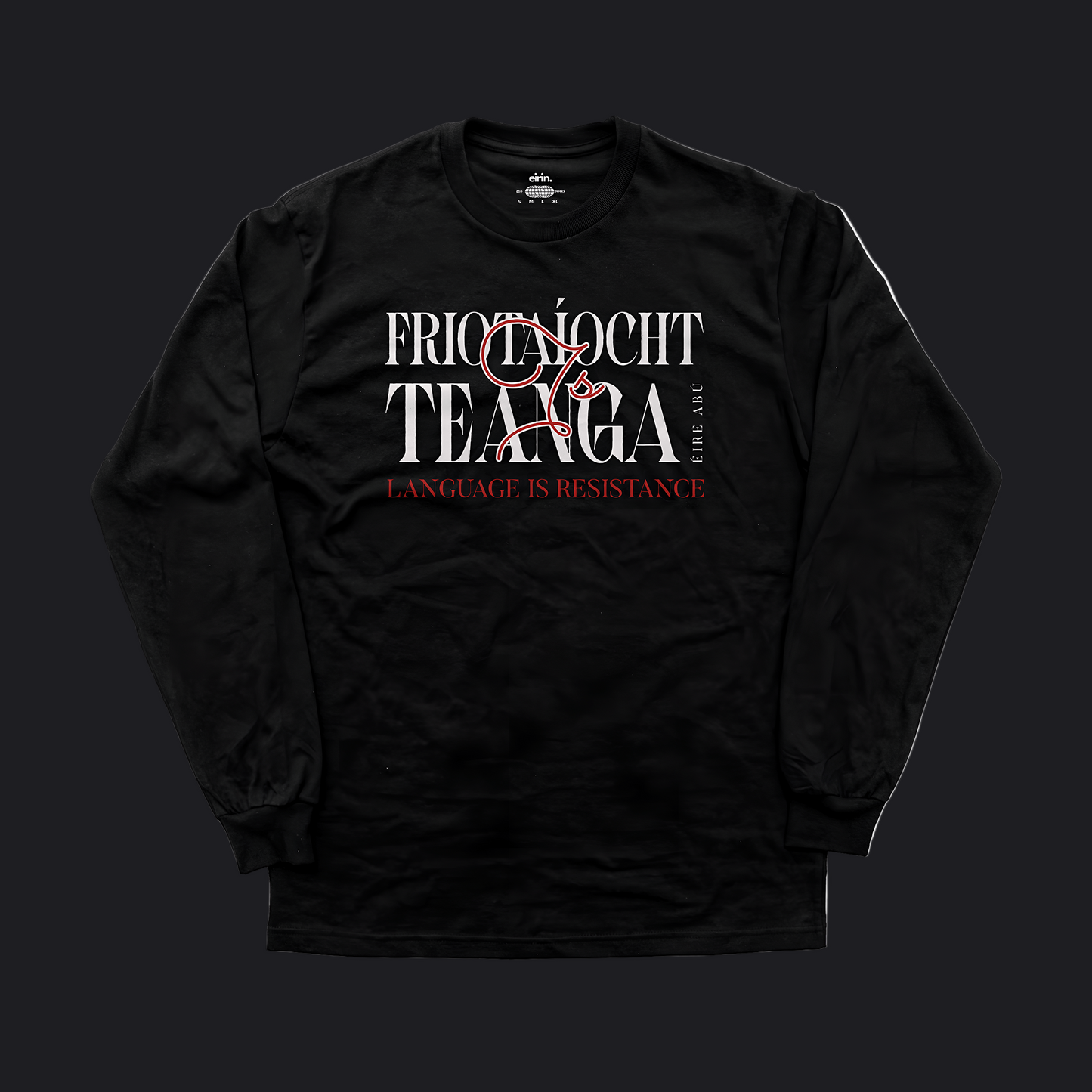 Eirin Apparel Men's Long Sleeve Shirt Black / S Men’s 'Language Is Resistance' Long Sleeve Gaelic Shirt