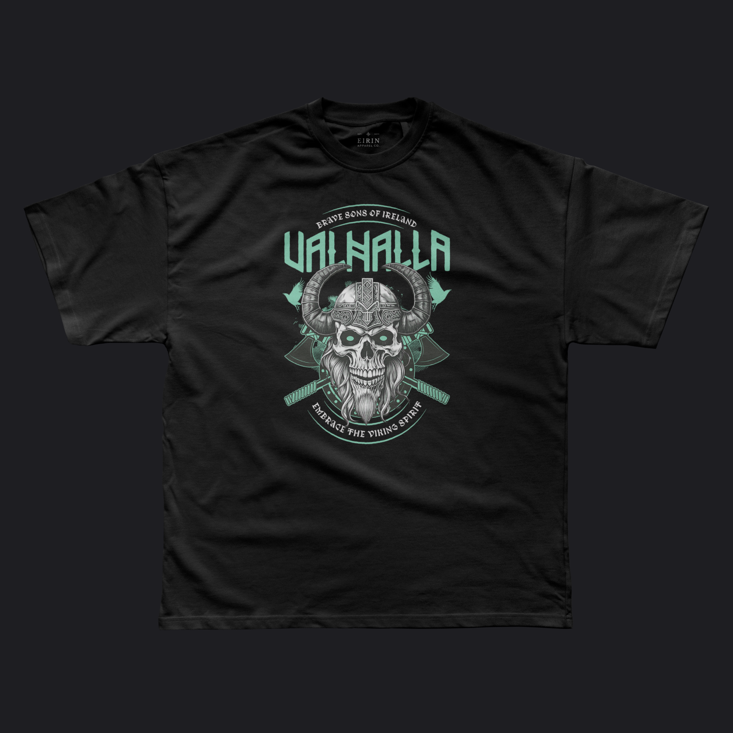 Eirin Apparel Men's T-Shirt Black / S Men's Valhalla Skull Irish Viking Warrior T-Shirt