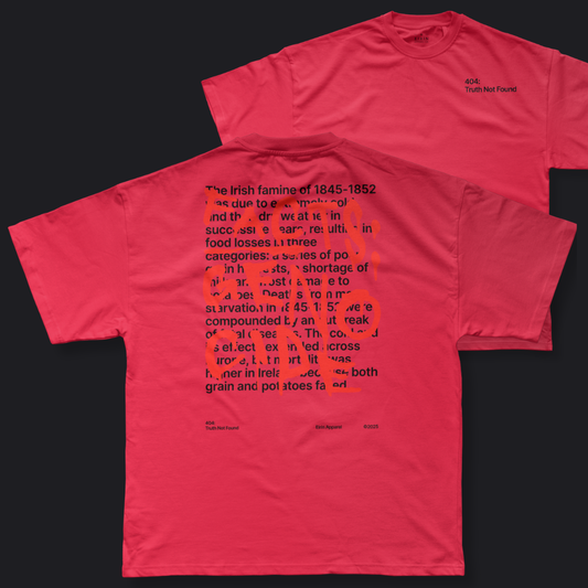 Eirin Apparel Men's T-Shirt Cardinal / S Men’s '404: Truth Not Found' T-Shirt – Irish Genocide Not Famine Awareness