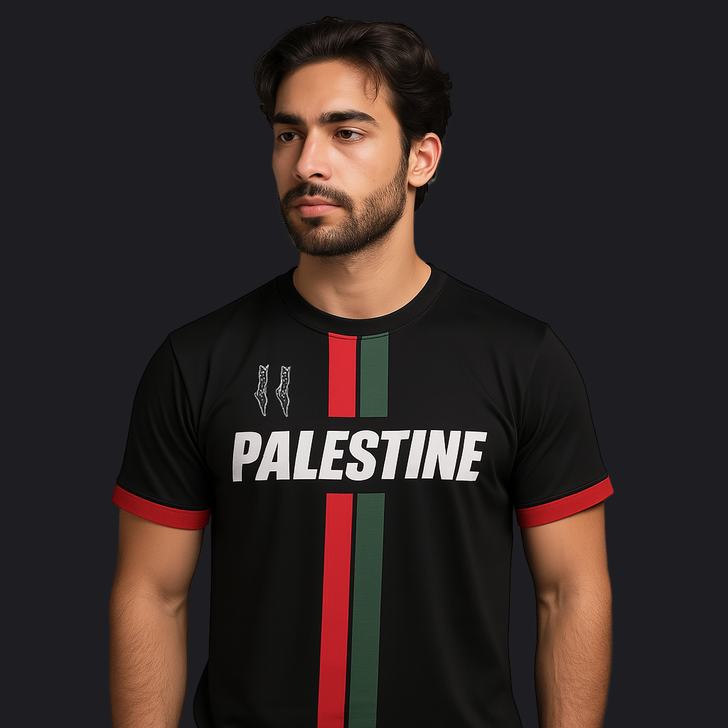 Eirin Apparel Men's T-Shirt Men’s Black Palestine Stripe Jersey