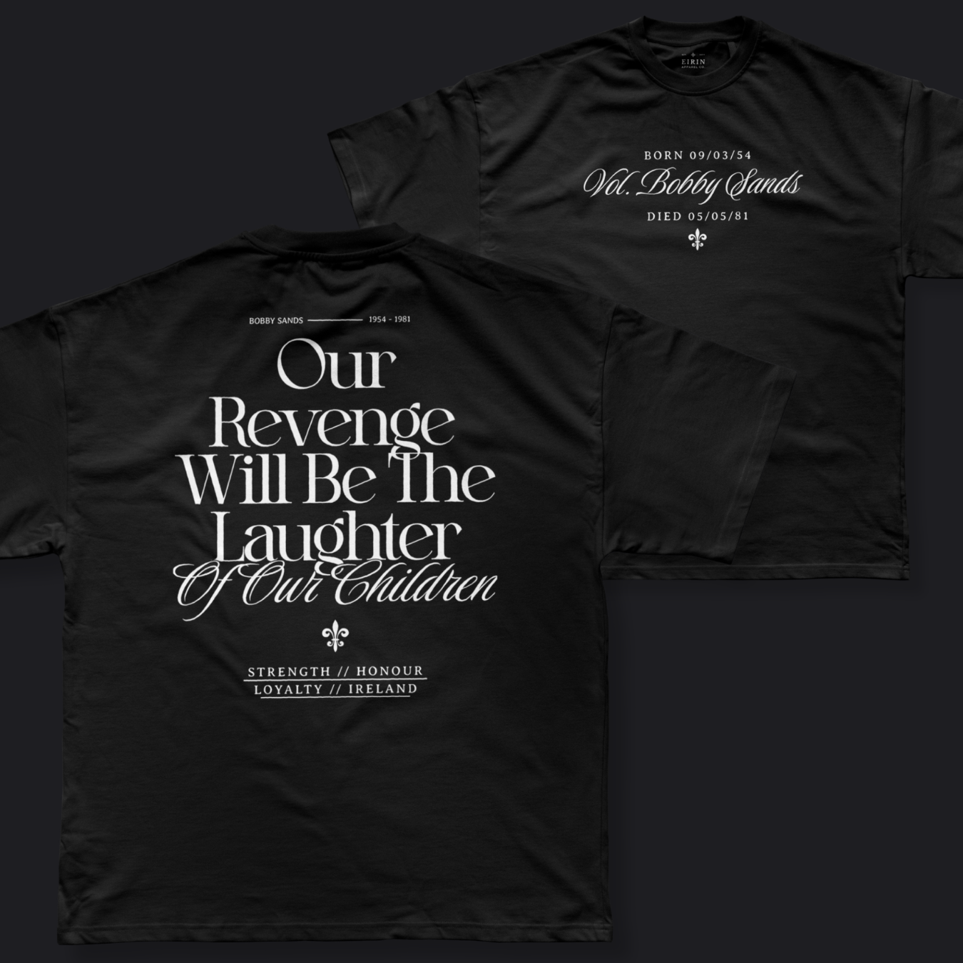 Eirin Apparel Men's T-Shirt Men's Bobby Sands Irish Revenge Black T-Shirt