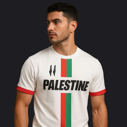 Eirin Apparel Men's T-Shirt Men’s White Palestine Stripe Jersey
