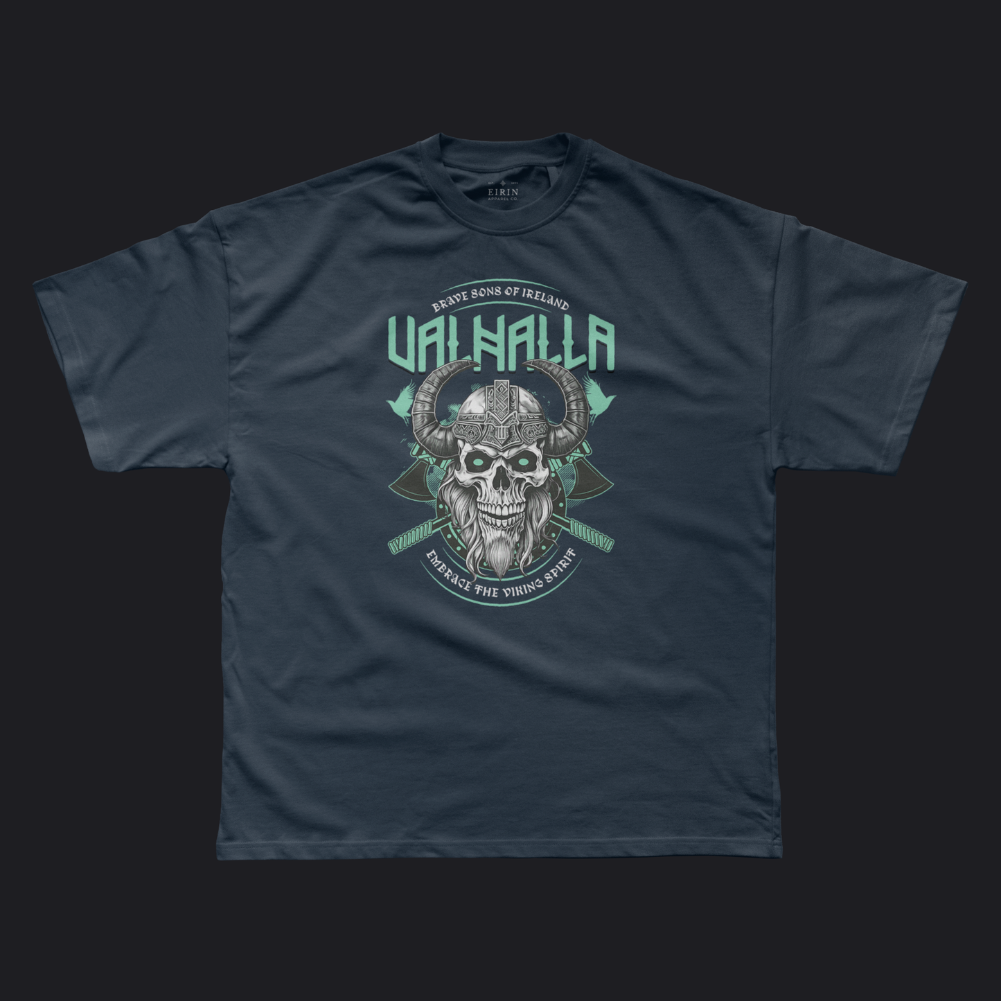 Eirin Apparel Men's T-Shirt Navy / S Men's Valhalla Skull Irish Viking Warrior T-Shirt