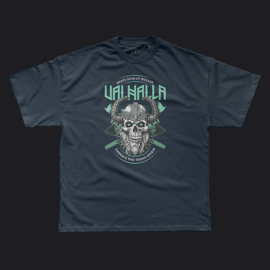 Eirin Apparel Men's T-Shirt Navy / S Men's Valhalla Skull Irish Viking Warrior T-Shirt