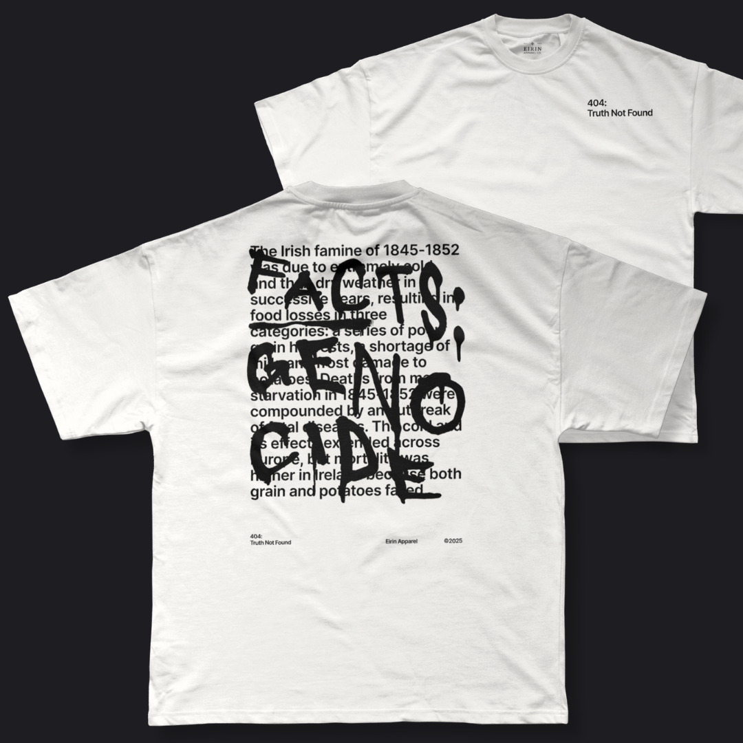 Eirin Apparel Men's T-Shirt White / S Men’s '404: Truth Not Found' T-Shirt – Irish Genocide Not Famine Awareness