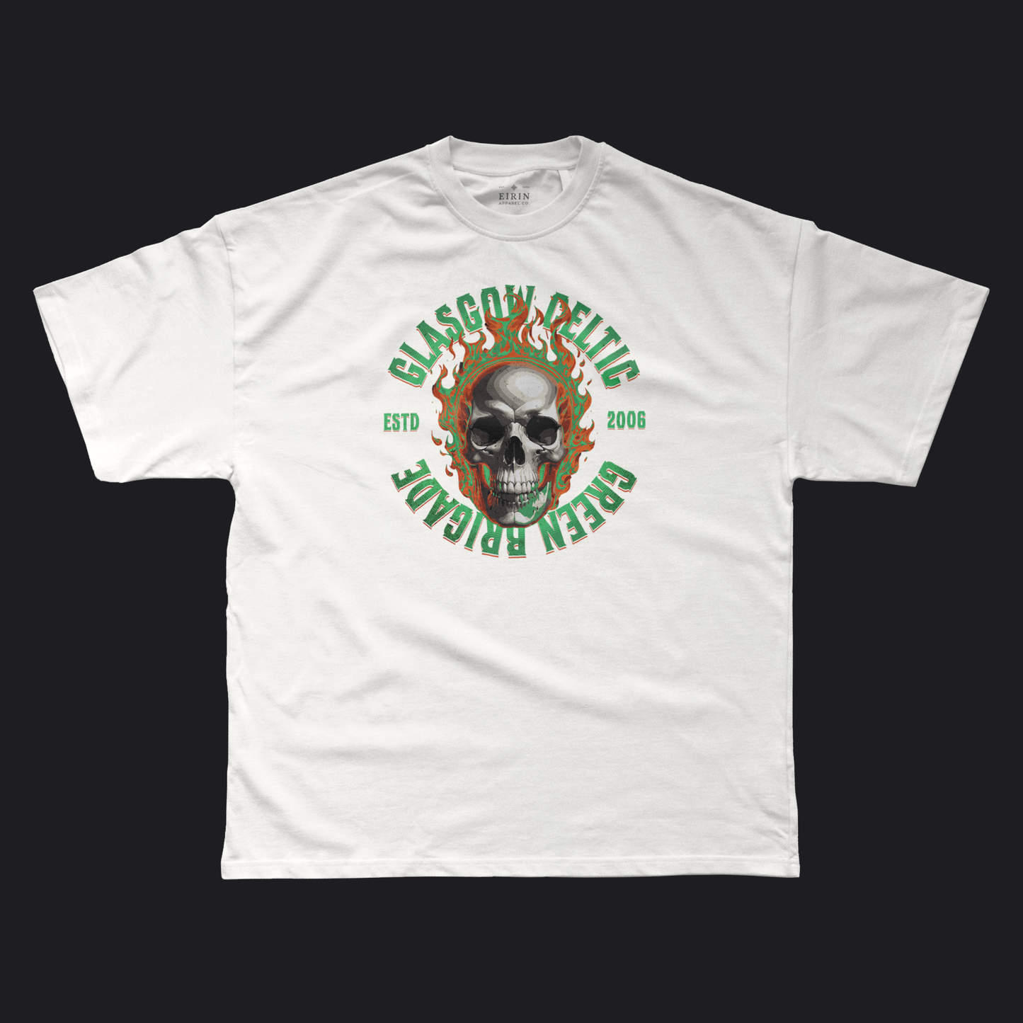 Eirin Apparel Men's T-Shirt White / S Men's Celtic Green Brigade Skull T-Shirt