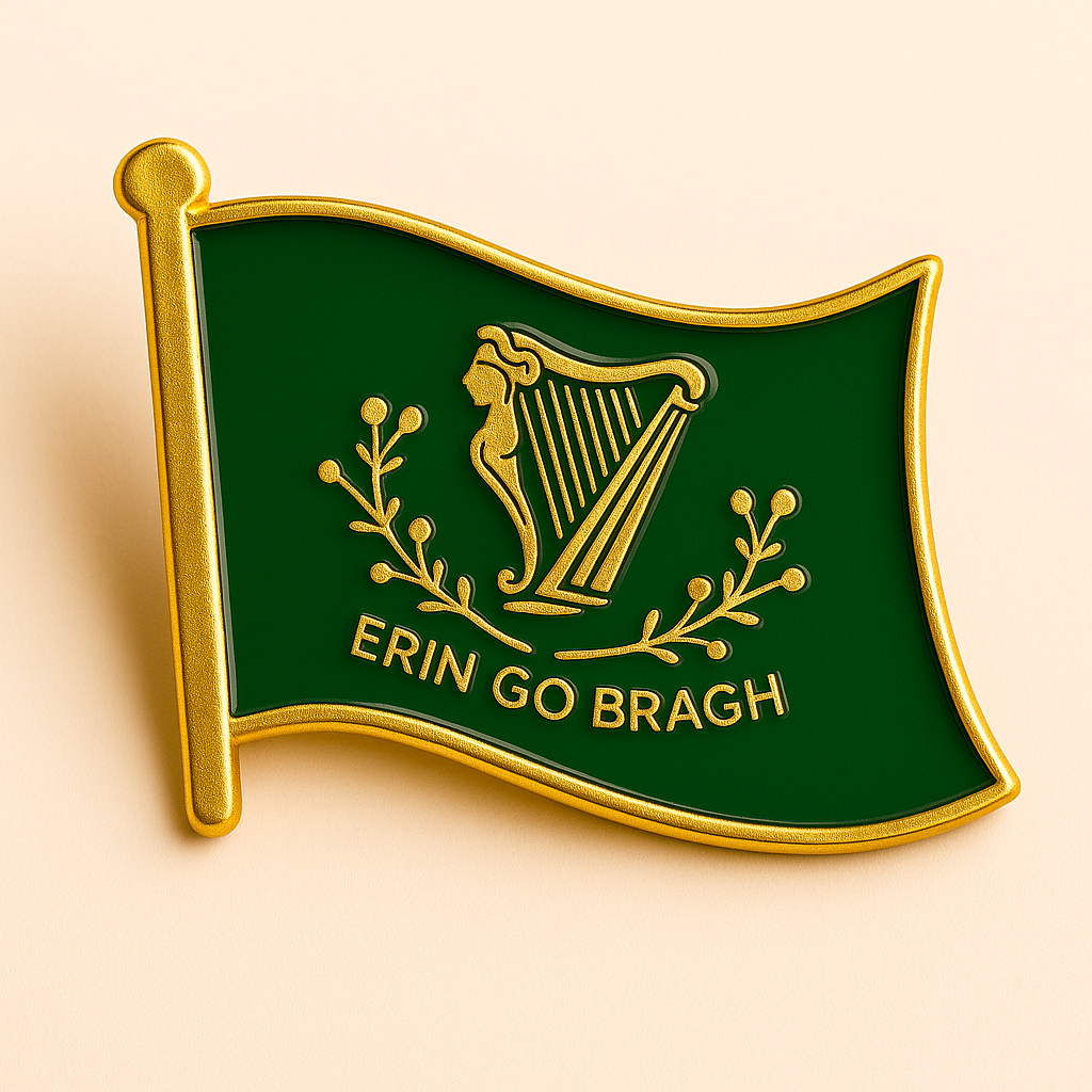 Eirin Apparel Single Lapel Pin Brooch 'Erin Go Bragh' Flag Lapel Pin Brooch Badge - Collector’s Edition