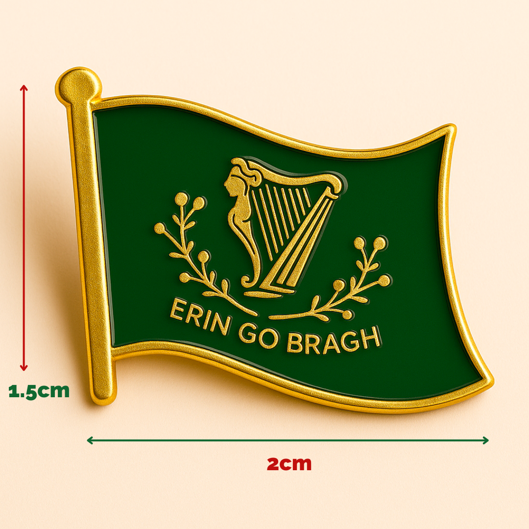 Eirin Apparel Single Lapel Pin Brooch 'Erin Go Bragh' Flag Lapel Pin Brooch Badge - Collector’s Edition