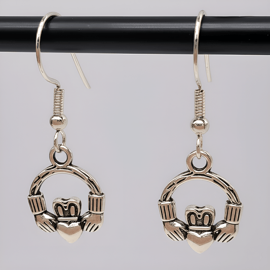 Eirin Apparel Stainless Steel Claddagh Earrings Women's Dainty Claddagh Dangle Stainless Steel Earrings - 'Eternalen'