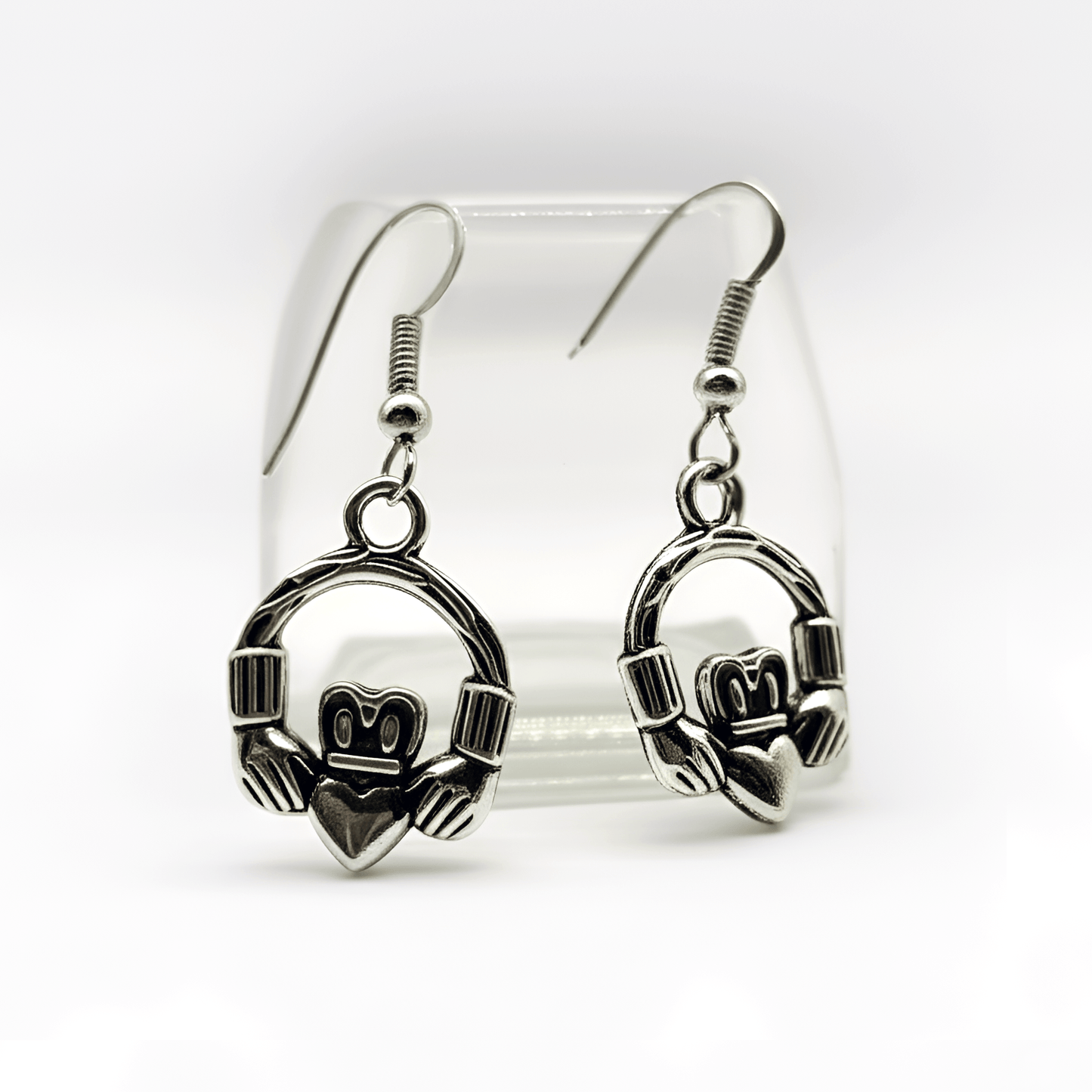 Eirin Apparel Stainless Steel Claddagh Earrings Women's Dainty Claddagh Dangle Stainless Steel Earrings - 'Eternalen'