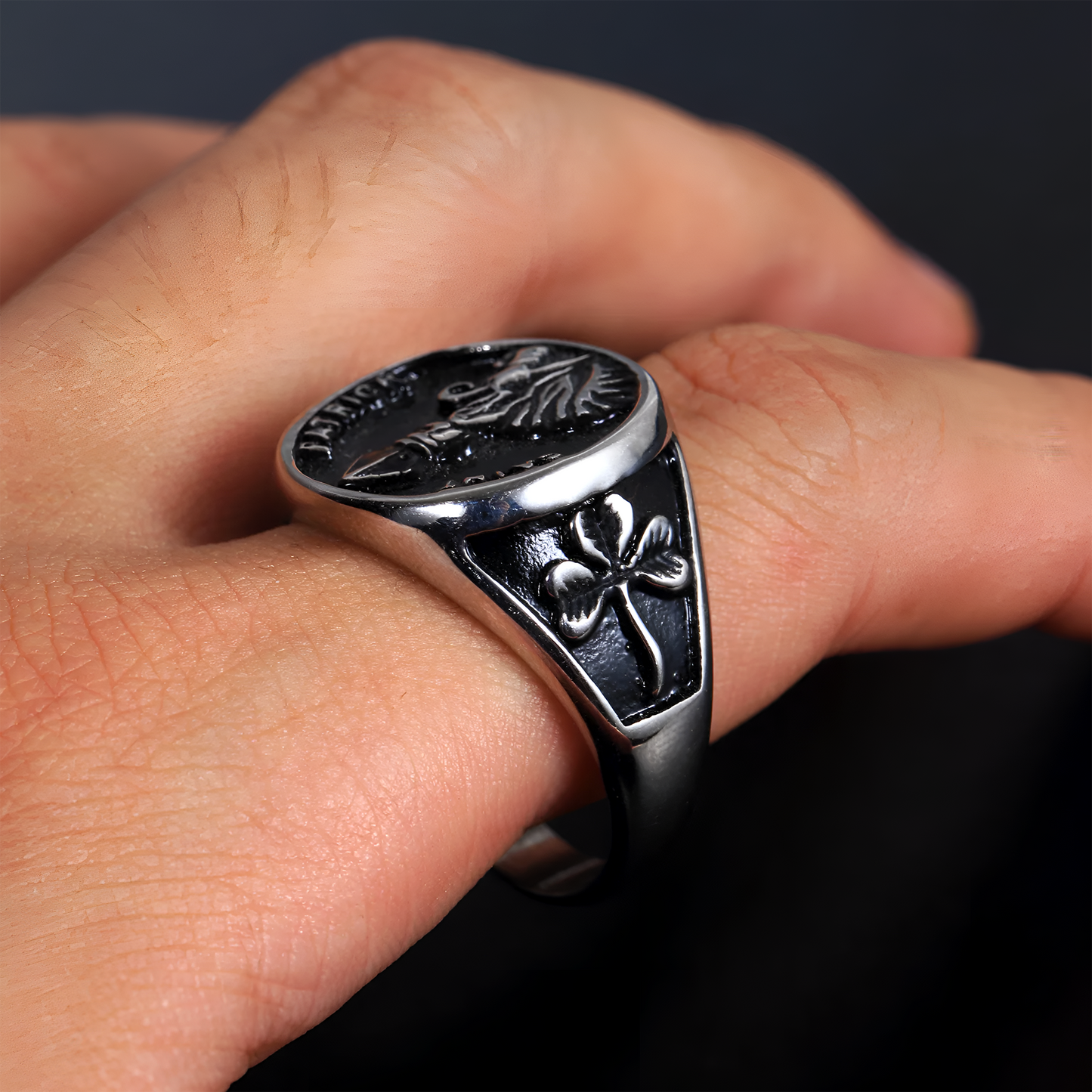 Eirin Apparel Stainless Steel Ring Men's St. Patrick Stainless Steel Signet Ring - Patron Saintās Honor