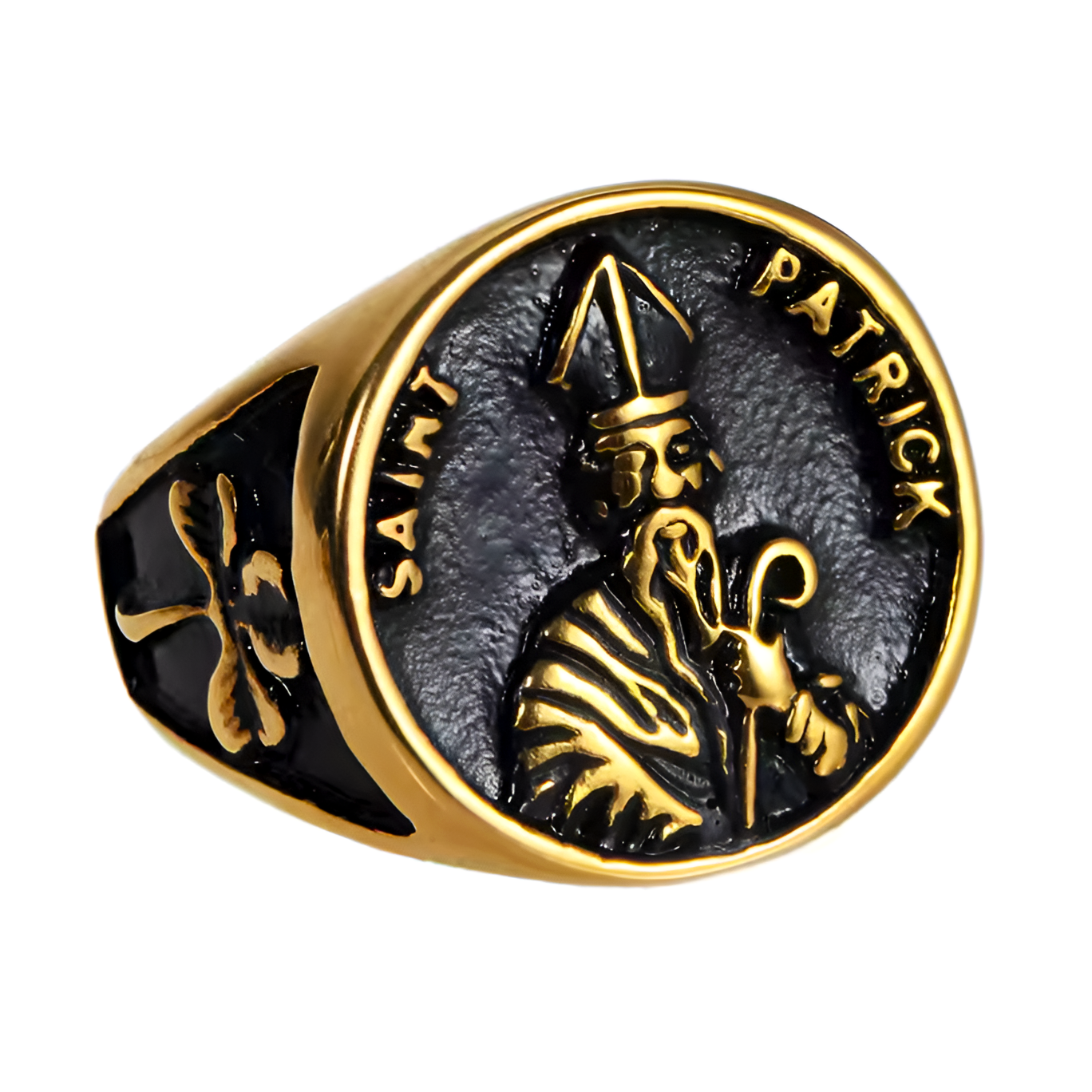 Eirin Apparel Stainless Steel Ring Men's St. Patrick Stainless Steel Signet Ring - Patron Saintās Honor