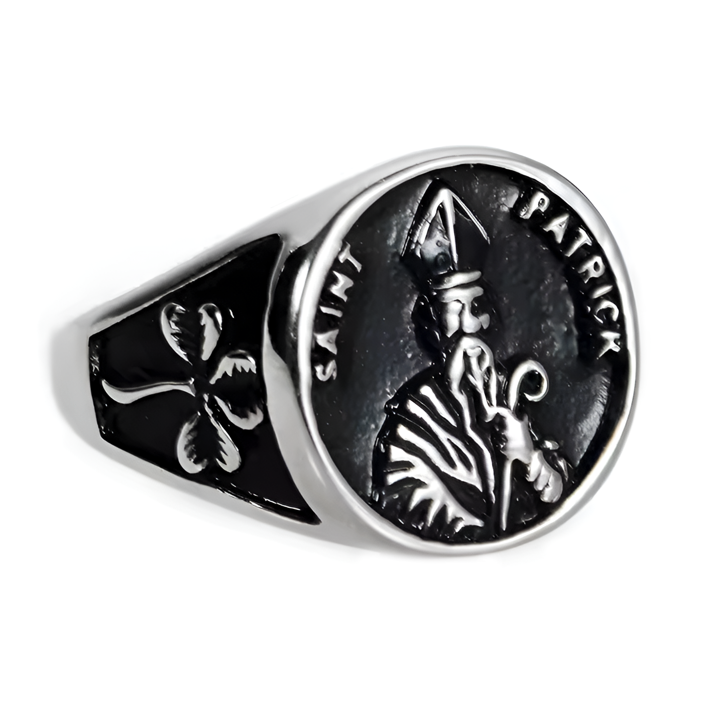 Eirin Apparel Stainless Steel Ring Men's St. Patrick Stainless Steel Signet Ring - Patron Saintās Honor