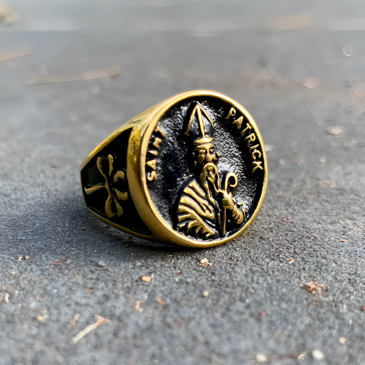 Eirin Apparel Stainless Steel Ring Men's St. Patrick Stainless Steel Signet Ring - Patron Saint’s Honor