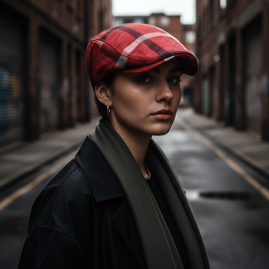 Eirin Apparel Women's Flat Cap Women's 'Laura Clay Collection' Celtic Flat Cap – Rowanberry Red Patchwork