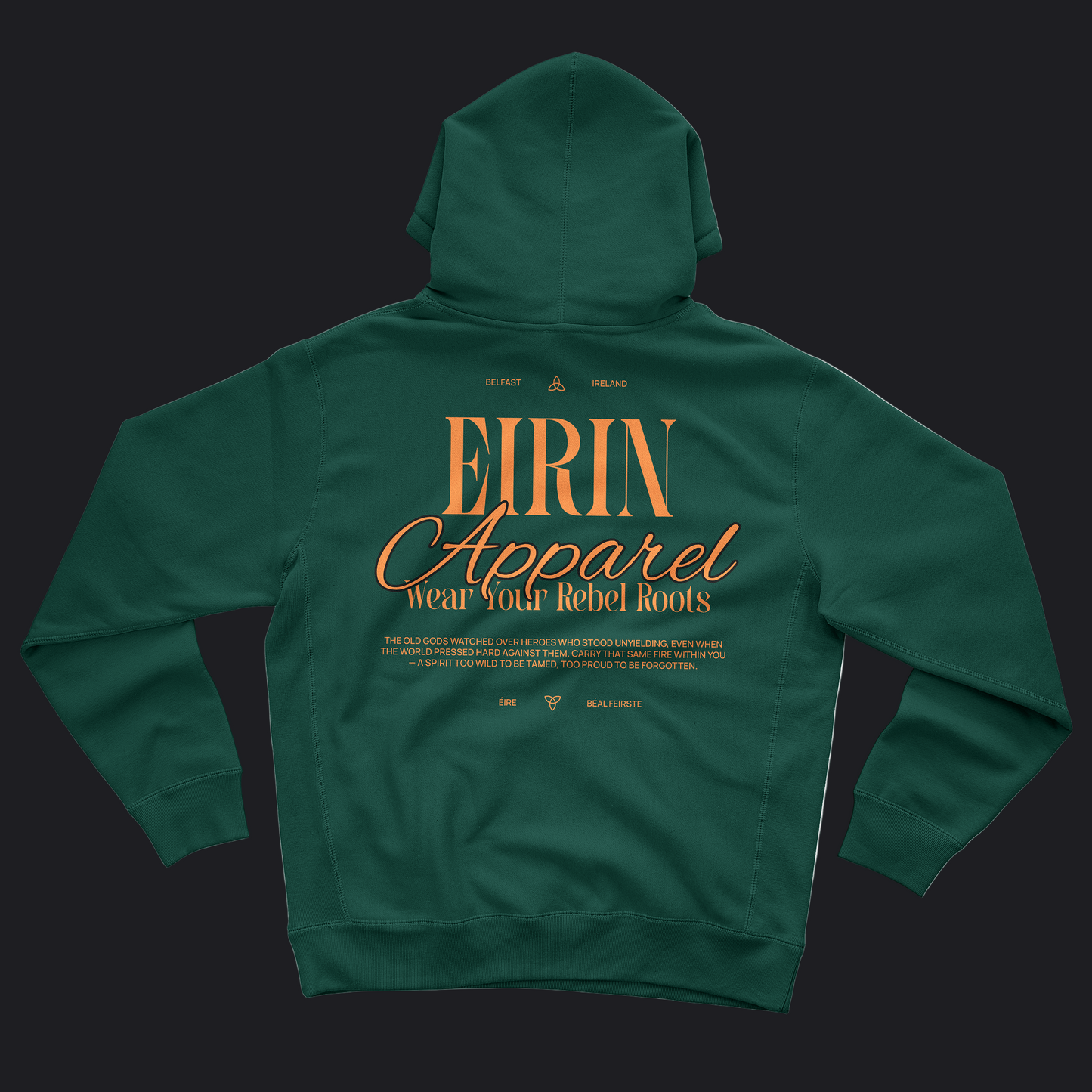 Eirin Apparel Women's Hoodie Women's Rebel Roots Supersoft Hoodie - Orange on Green