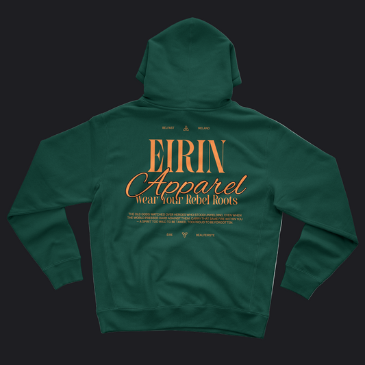 Eirin Apparel Women's Hoodie Women's Rebel Roots Supersoft Hoodie - Orange on Green