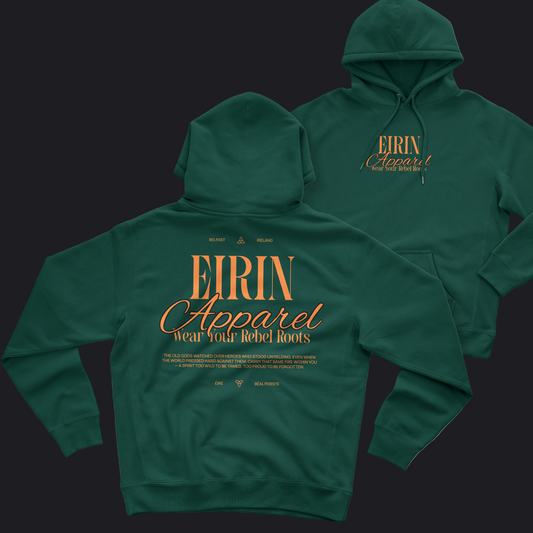 Eirin Apparel Women's Hoodie Women's Rebel Roots Supersoft Hoodie - Orange on Green