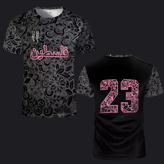 Eirin Apparel Women's T-Shirt Falasteen '23 – Women's Palestine Unity Jersey Midnight Bloom